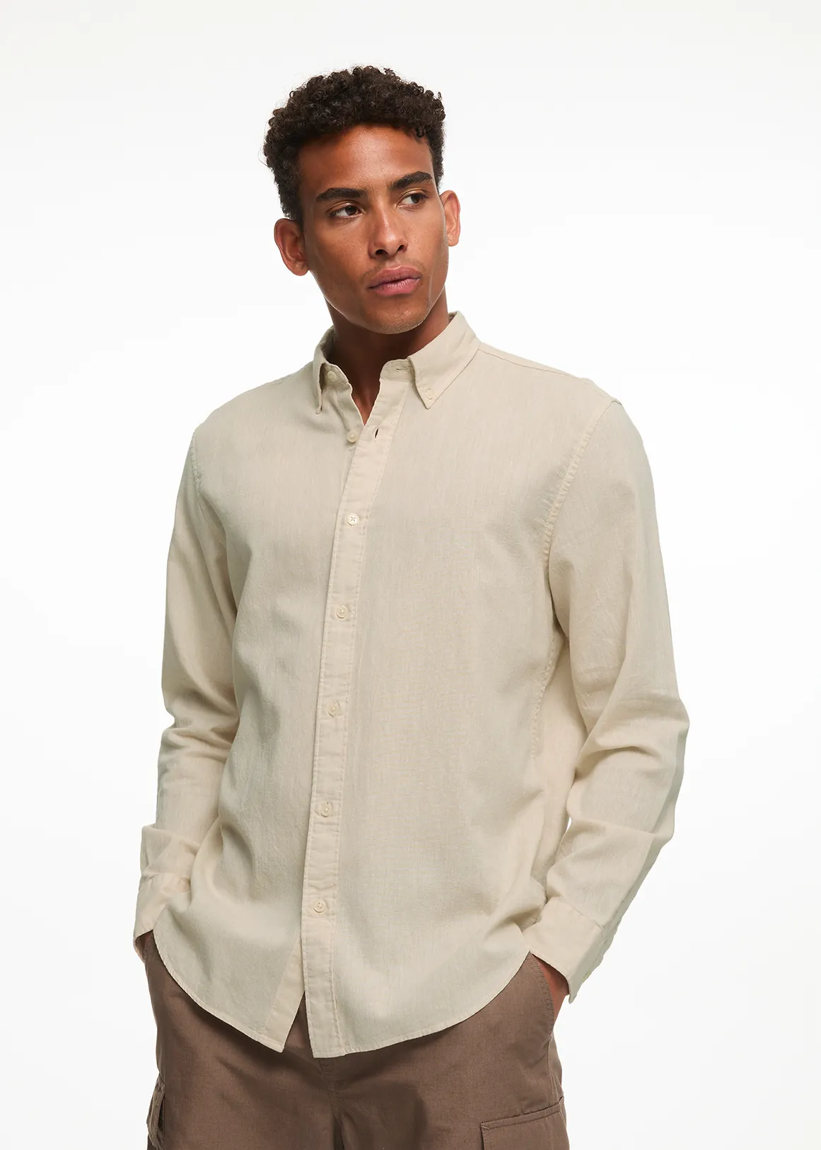 Linen Blend Shirt - NATURAL