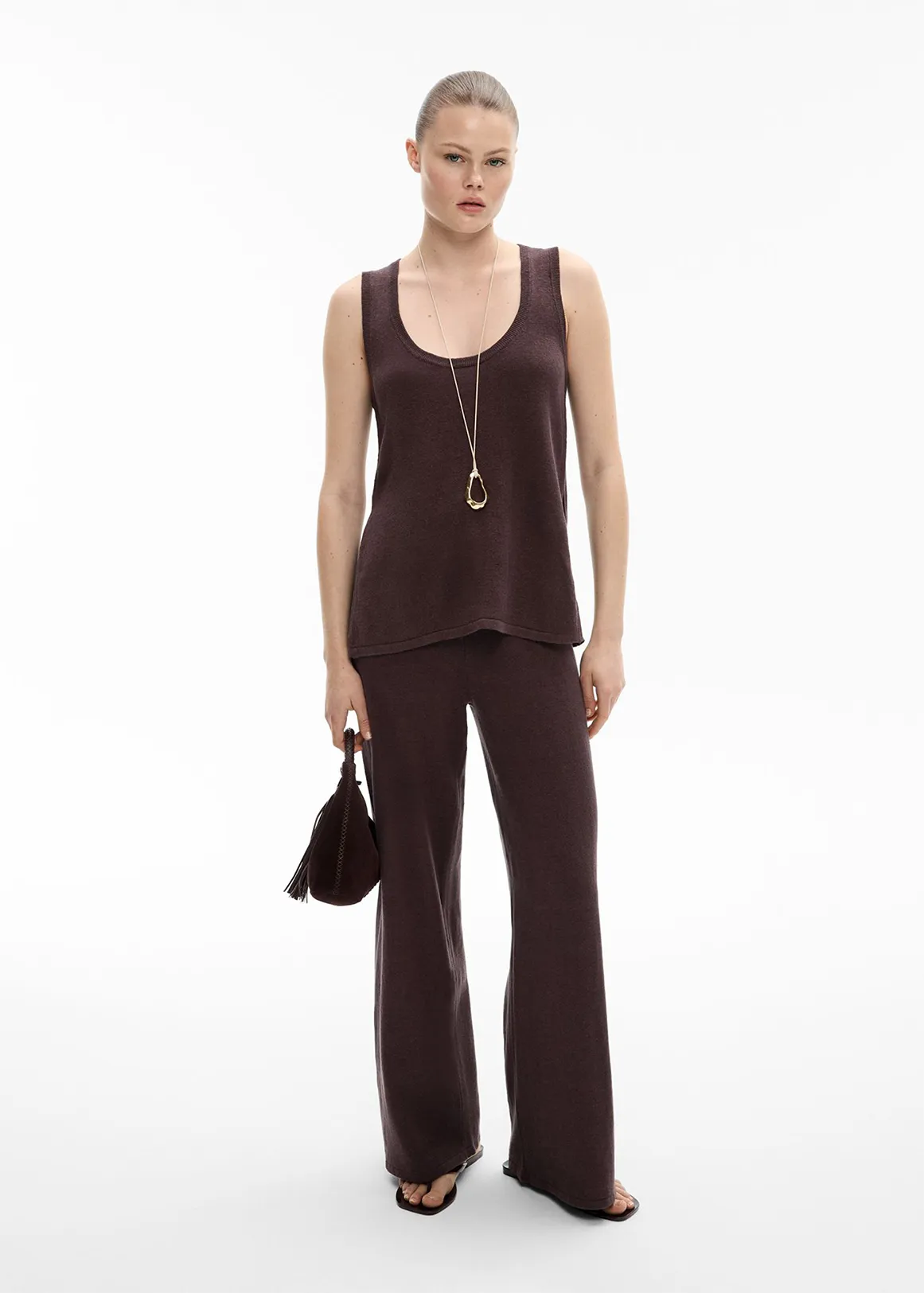Linen Knit Pants - ESPRESSO