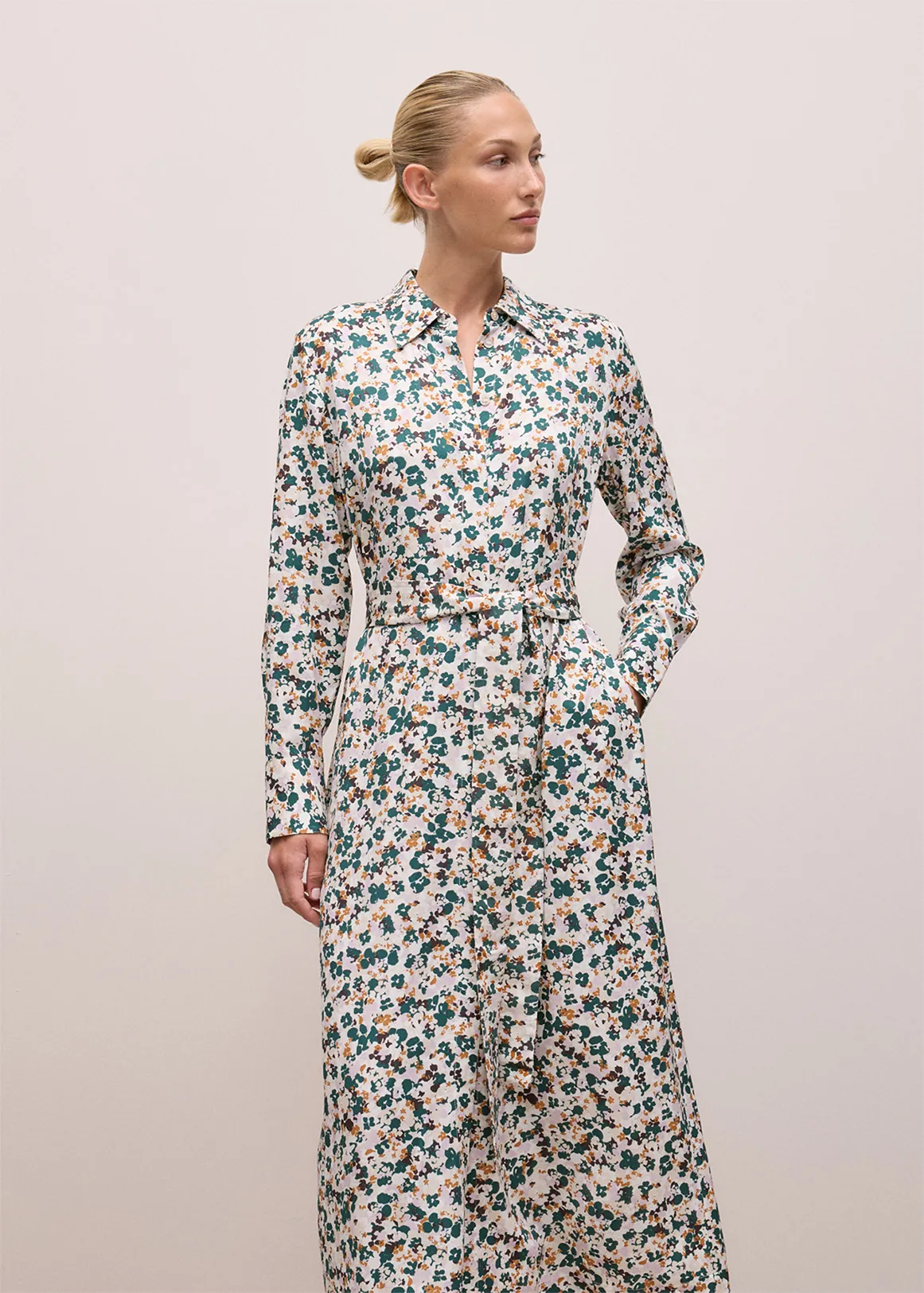Liora Soft Shirt Dress - FOREST