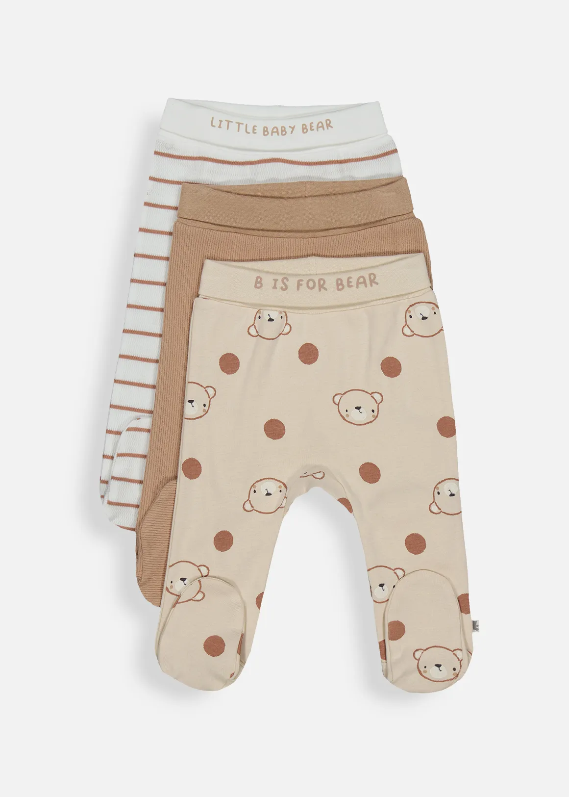 Little Bear Foldover Leggings 3 Pack - X NATURAL