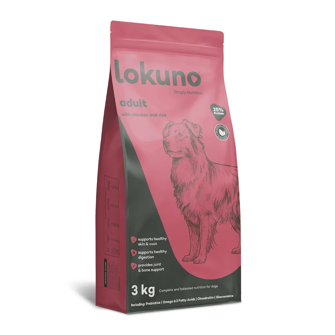 Lokuno Adult Food with Chicken and Rice Dog Food 3 kg
