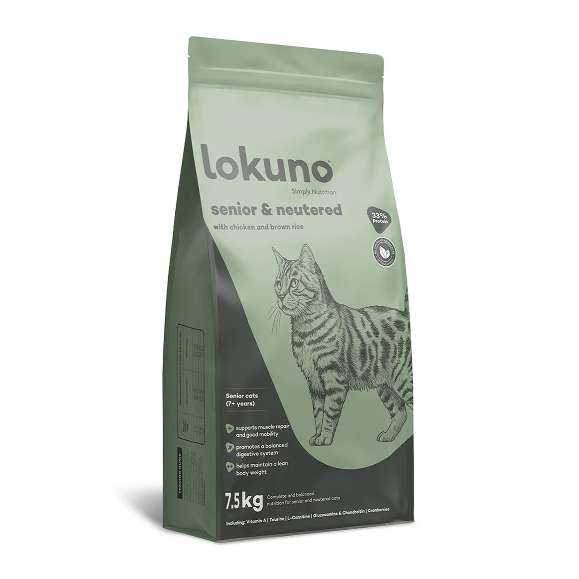 Lokuno Senior & Neutered with Chicken and Brown Rice Cat Food 7.5 kg