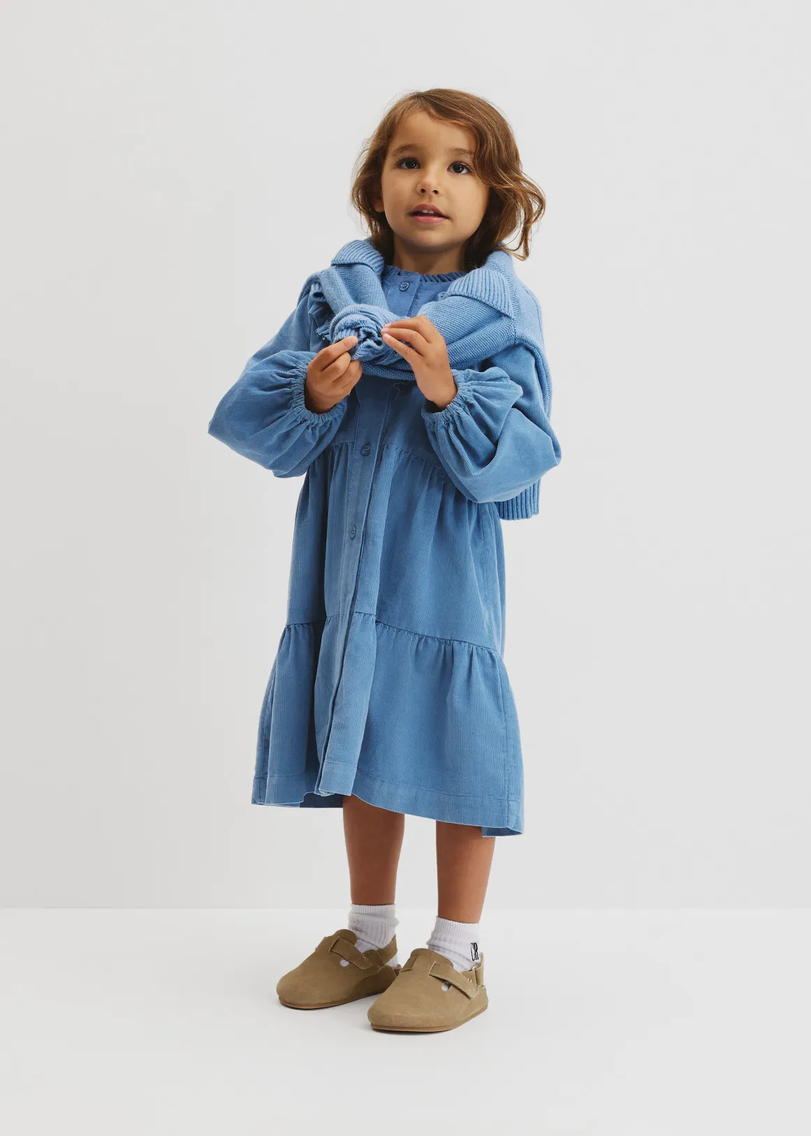 Long Sleeve Corduroy Dress - Glacier