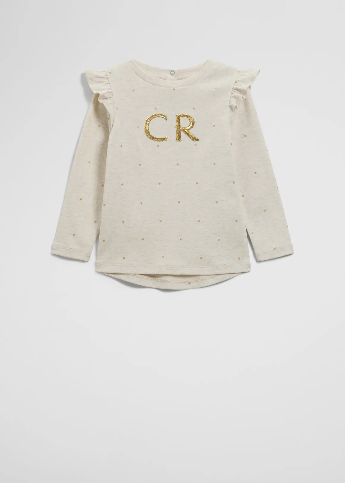 Long Sleeve Logo Frill T-Shirt - OATMEAL SPOT
