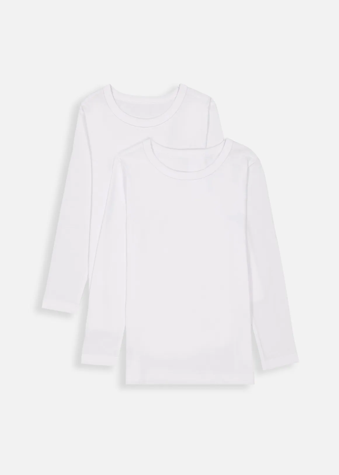 Long Sleeved Cotton Vests 2 Pack - WHITE