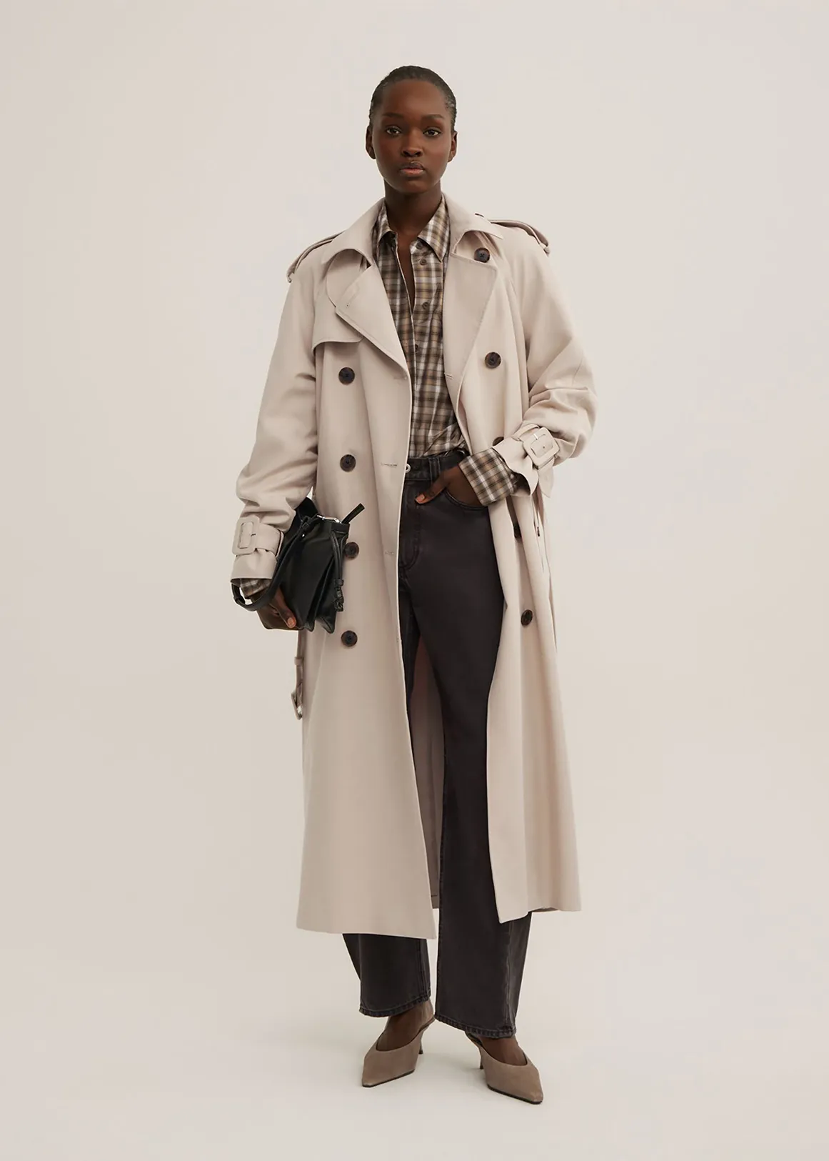 Longline Trench Coat - LIGHT OAK