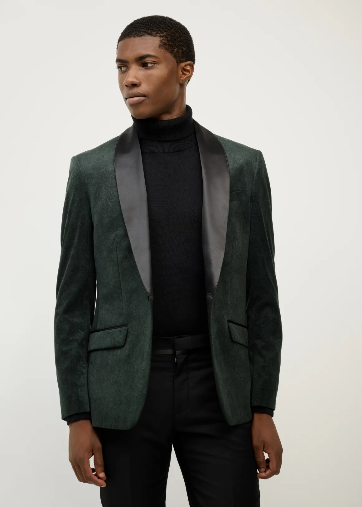 Lovett Velvet Tuxedo Jacket - EMERALD
