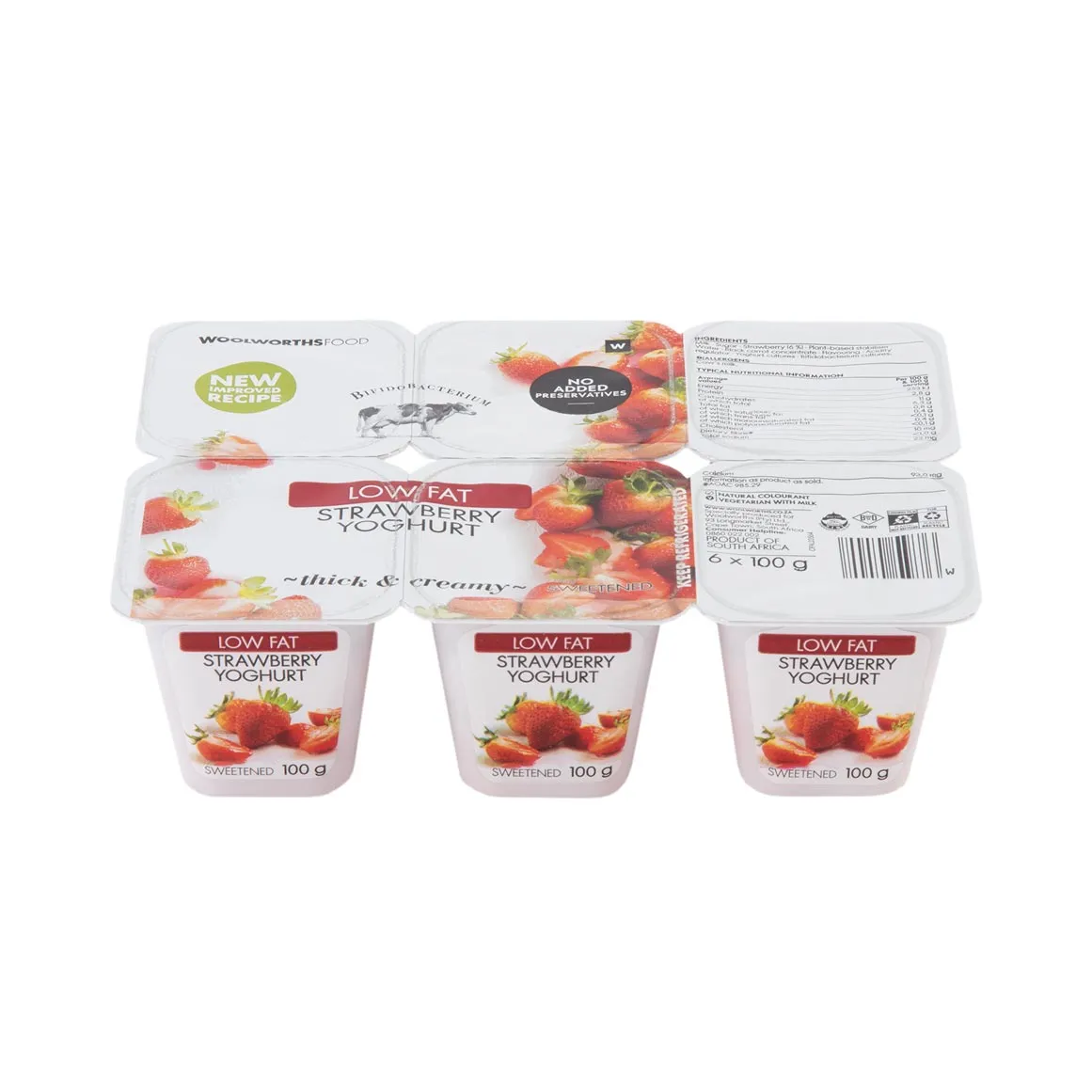 Low Fat Strawberry Yoghurt 6 x 100 g