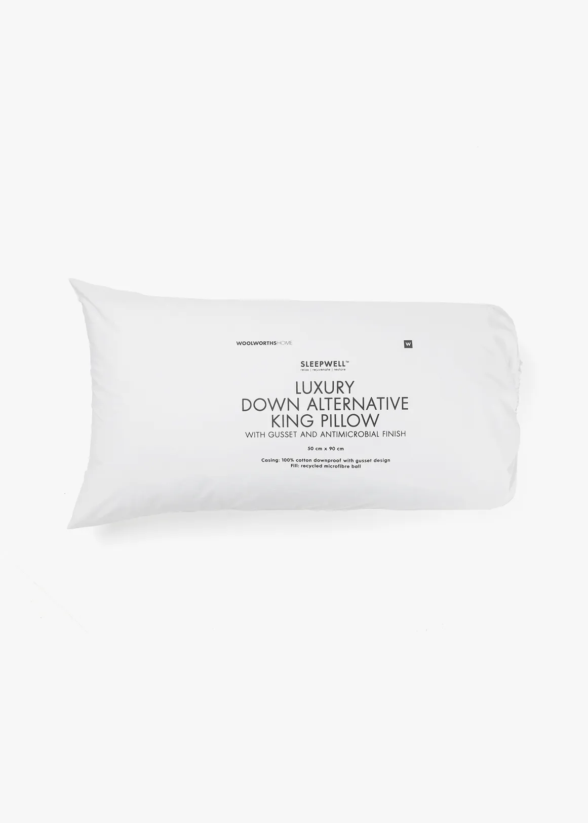 Luxury Down Alternative Cotton King Gusset Pillow - WHITE