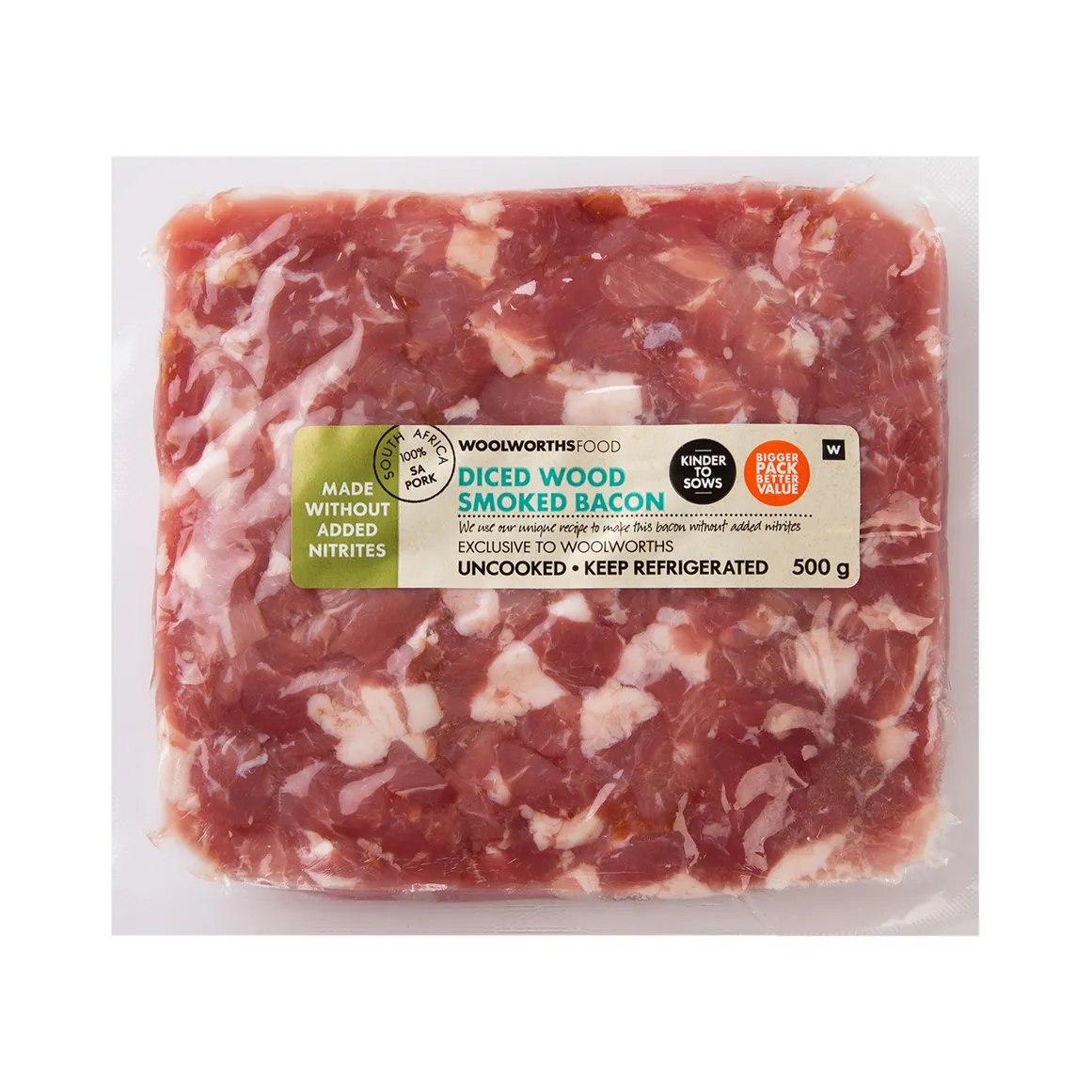 Made Without Added Nitrites Diced Wood Smoked Bacon 500 g
