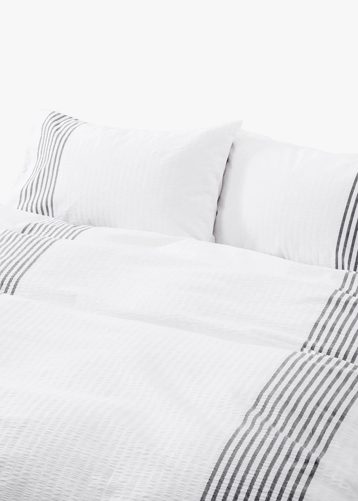 Manhattan Stripe Seersucker Cotton Duvet Set - X CHARCOAL