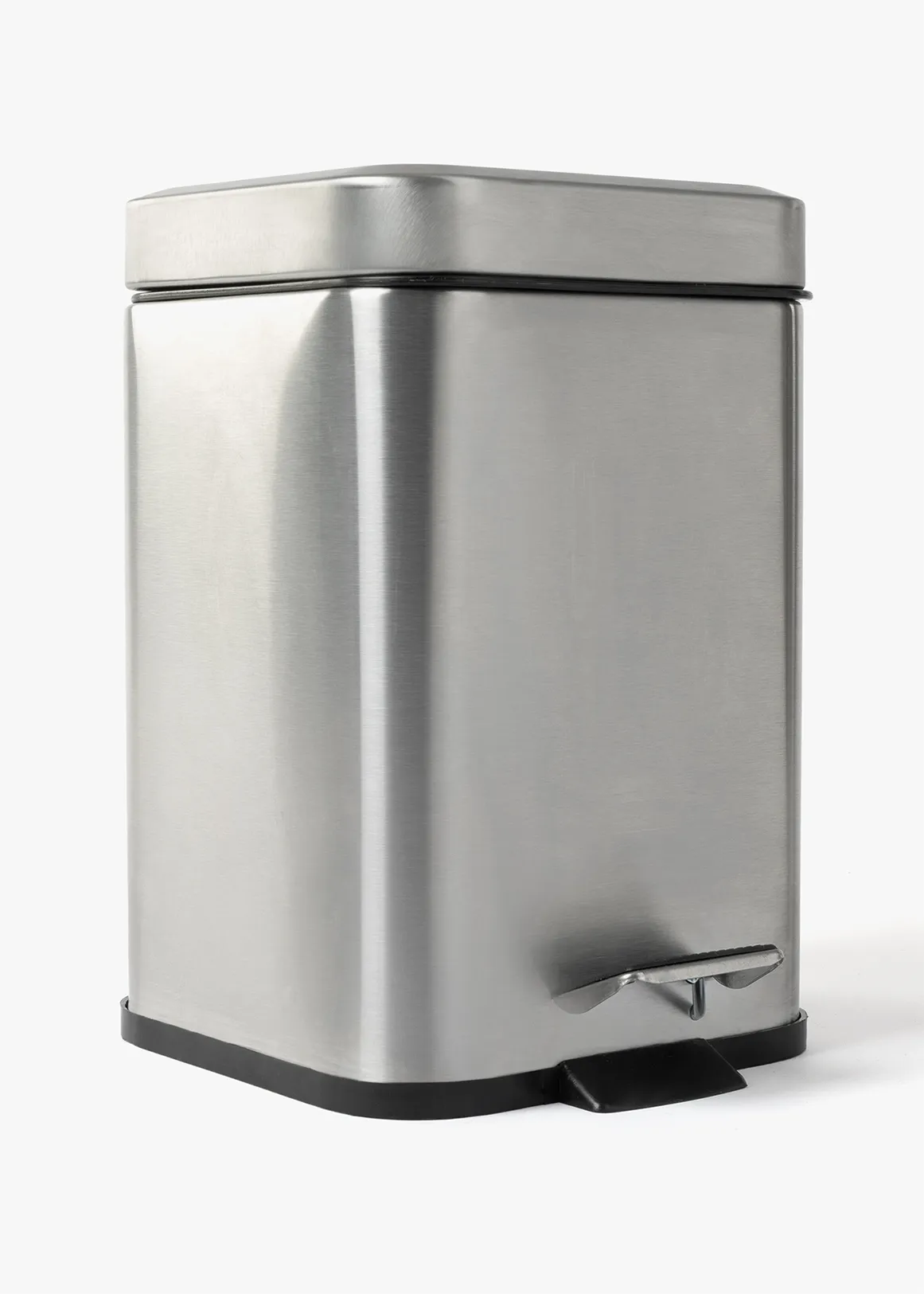 Matte Square Pedal Bathroom Bin - SILVER