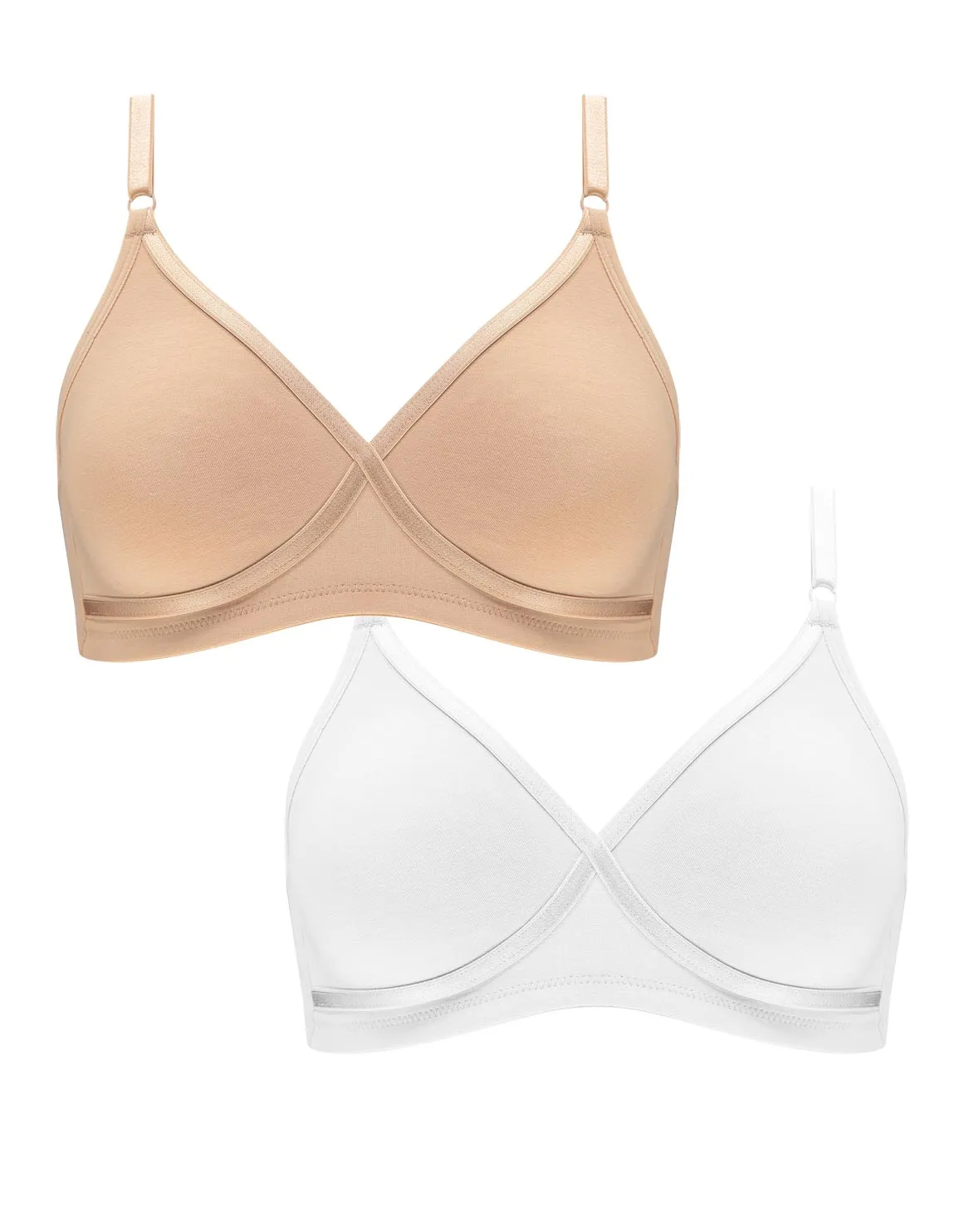 Medium Support Non-wire Bras 2 Pack - New Neutrals - ASSORT