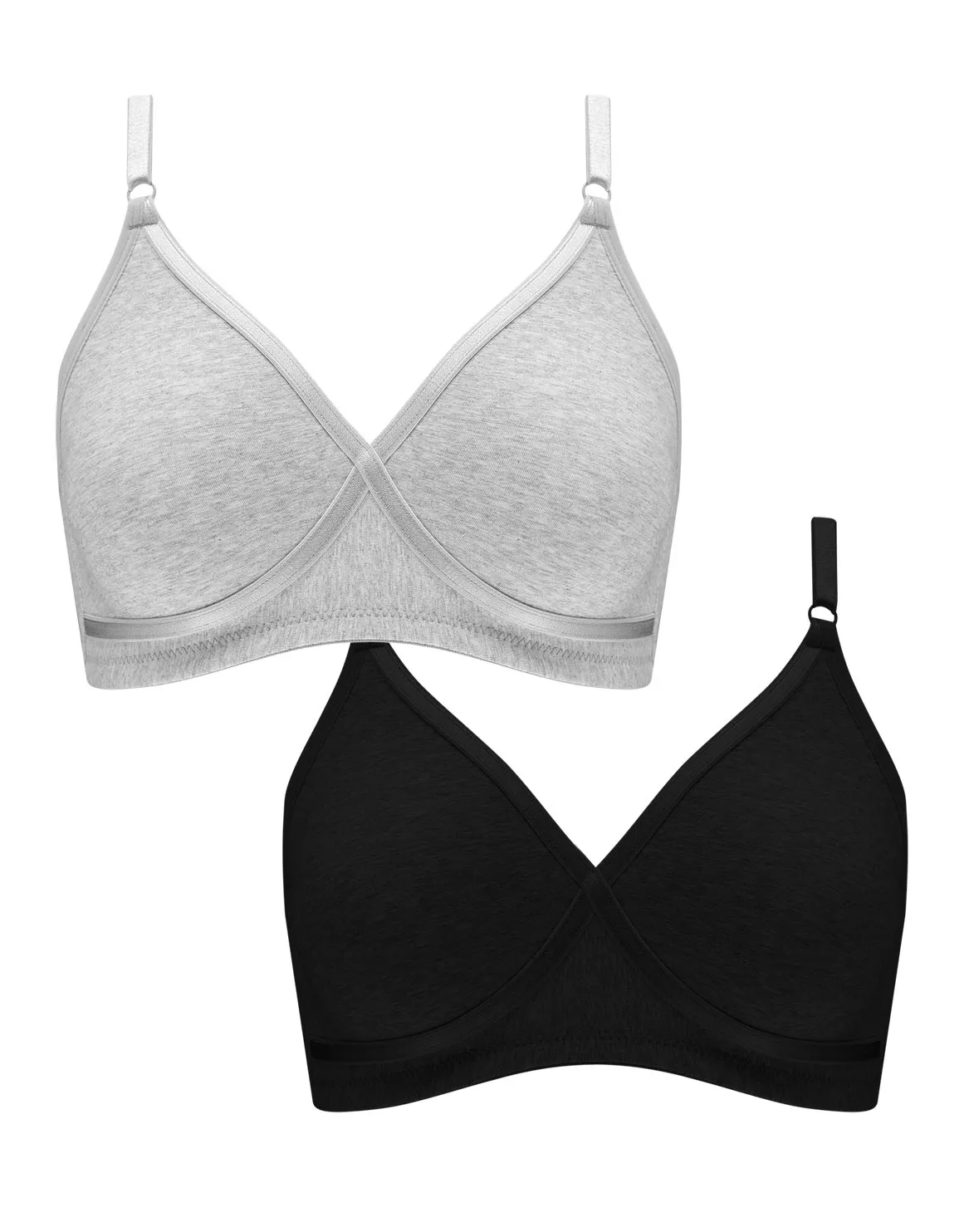 Medium Support Non-wire Bras 2 Pack - New Neutrals - X BLACK