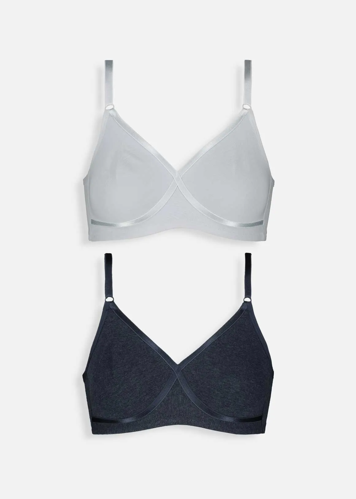 Medium Support Non-wire Bras 2 Pack - New Neutrals - X BLUE