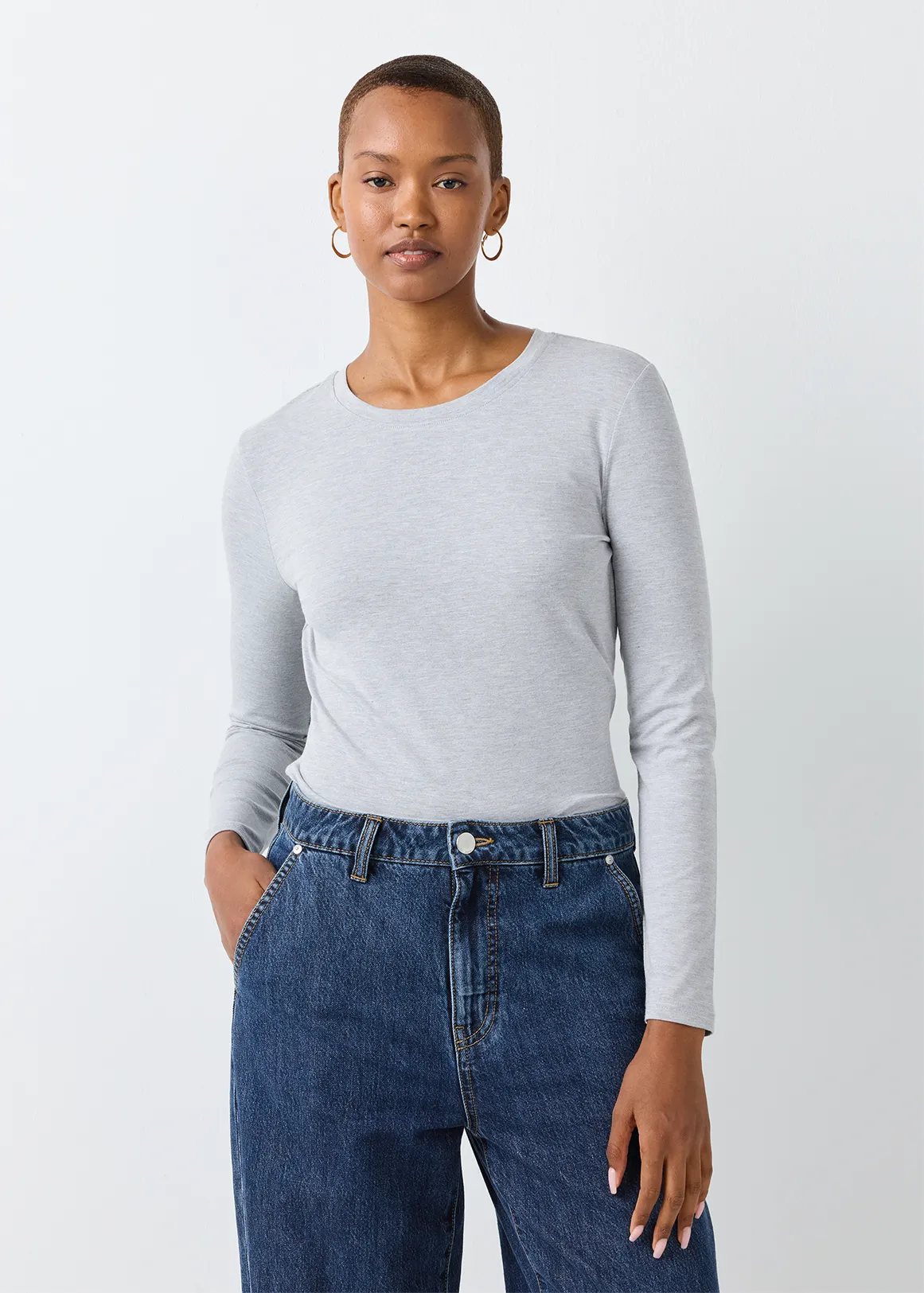 Melange Slim Fit Modal Blend T-shirt - GREY MELANGE