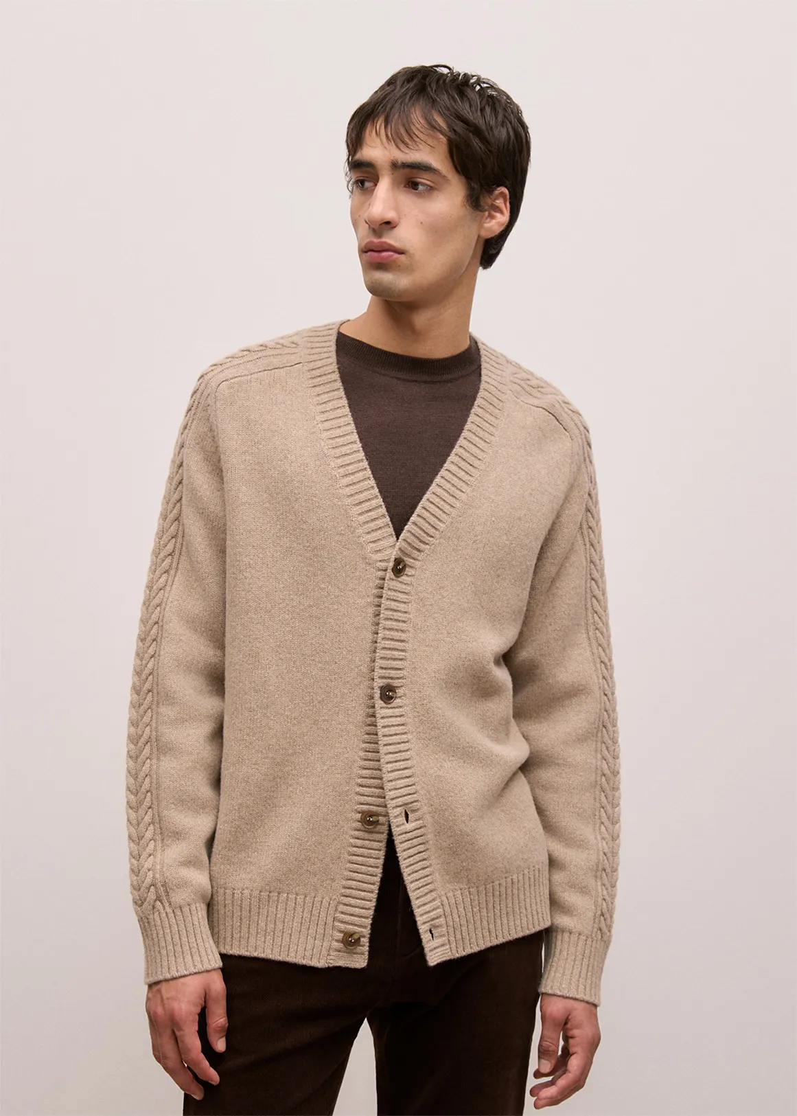 Merino Cable Detail Cardigan - CINDER1