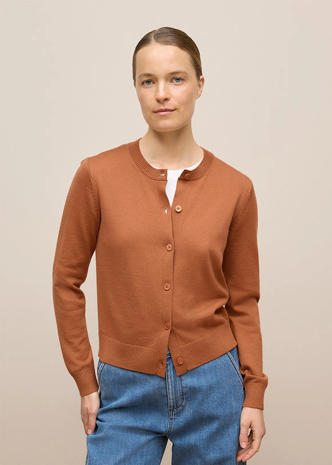 Merino Classic Crew Cardigan - SIERRA