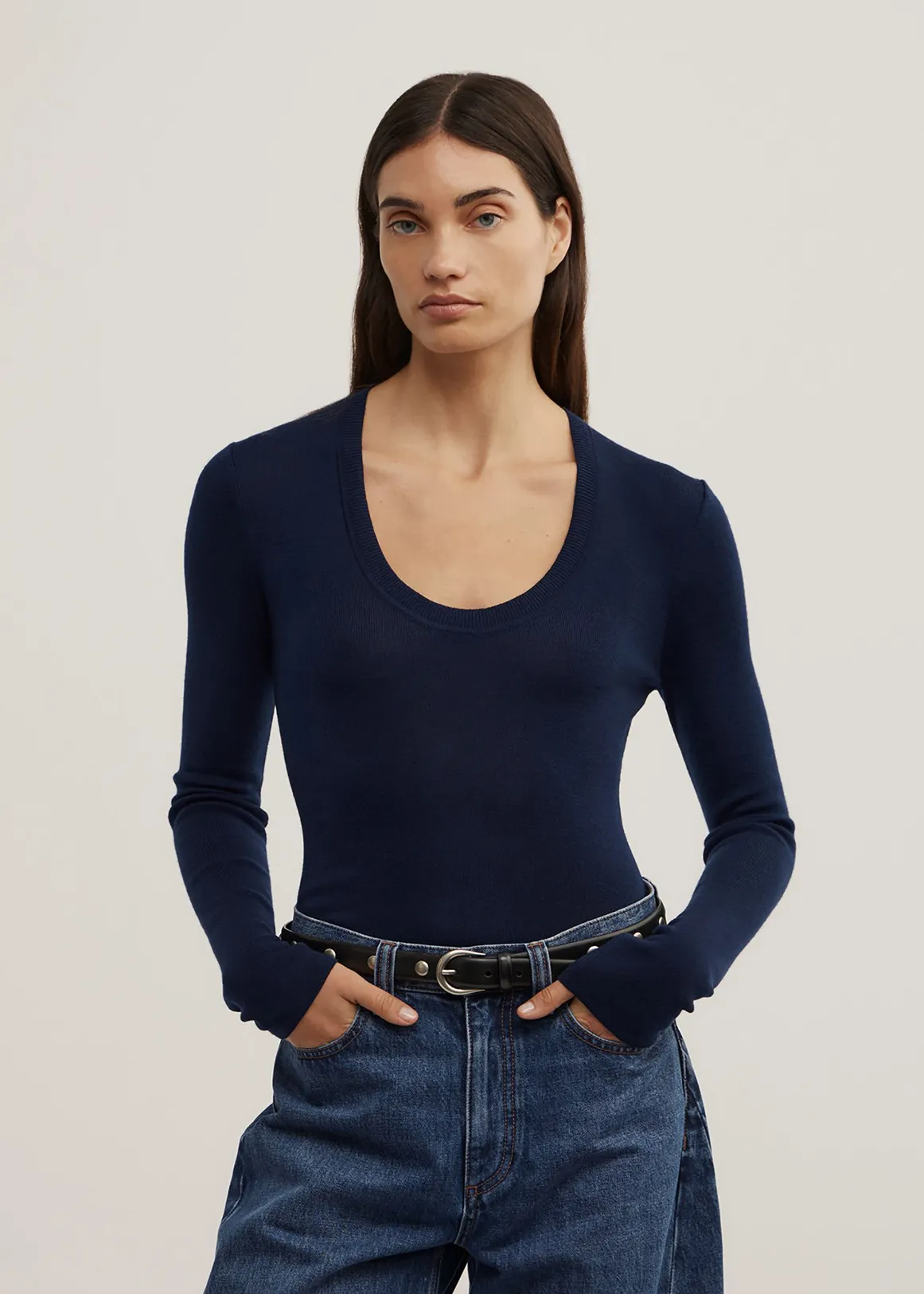 Merino Scoop Knit - NAVY