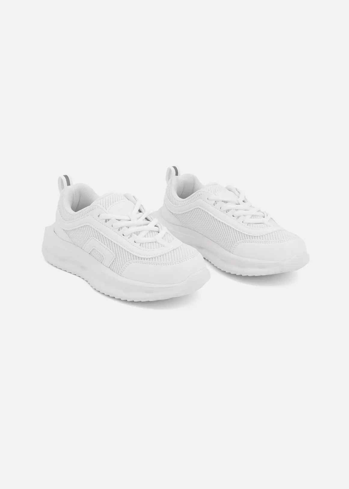 Mesh Inset Lace-up School Trainers (Size 9-1) Younger Child - WHITE