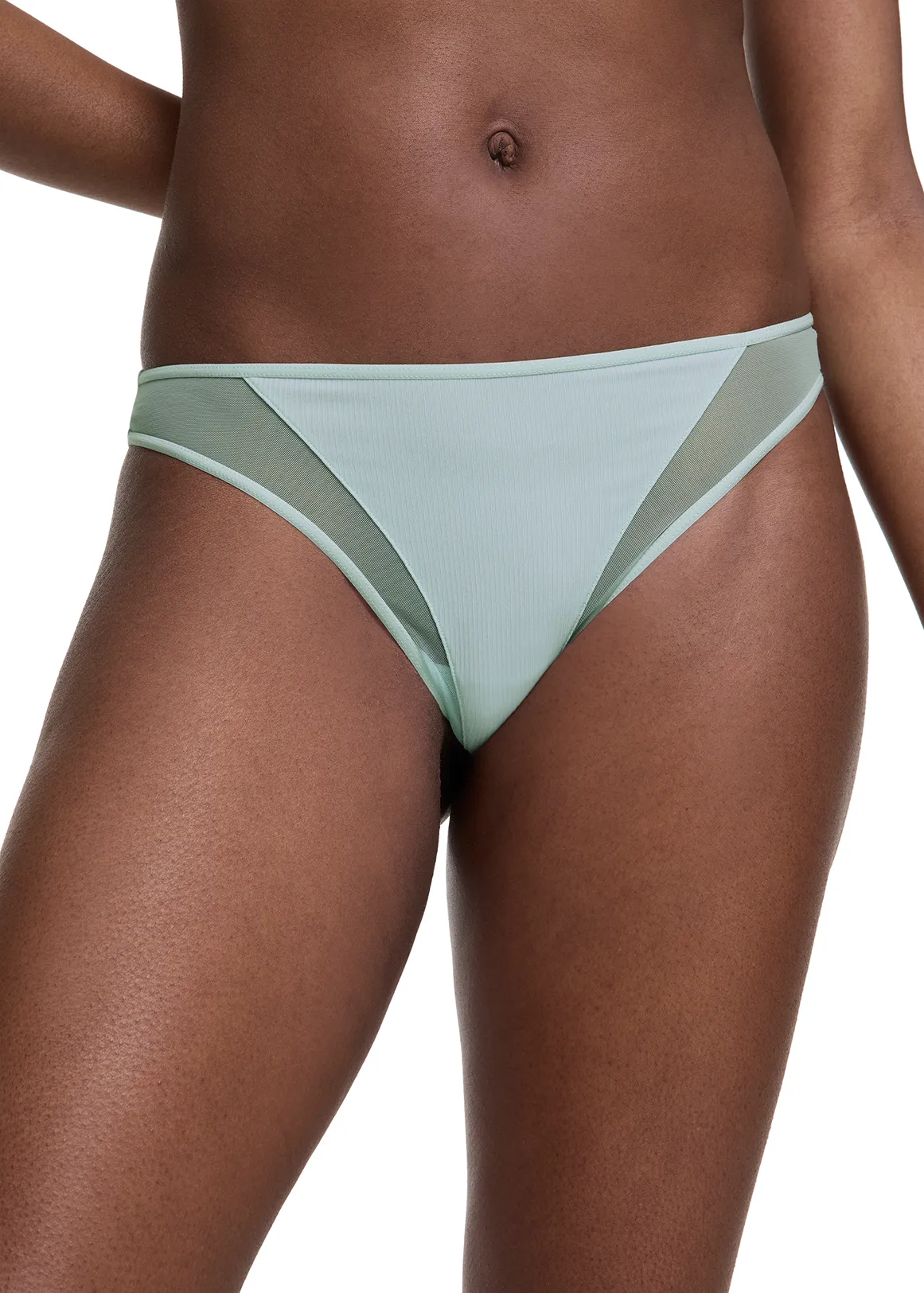 Mesh Panel Microfibre G-string - LIGHT AQUA