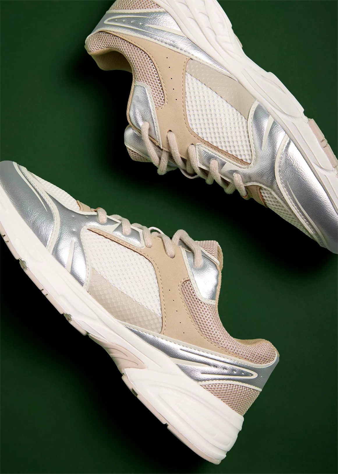 Metallic Panel Trainers - X NATURAL