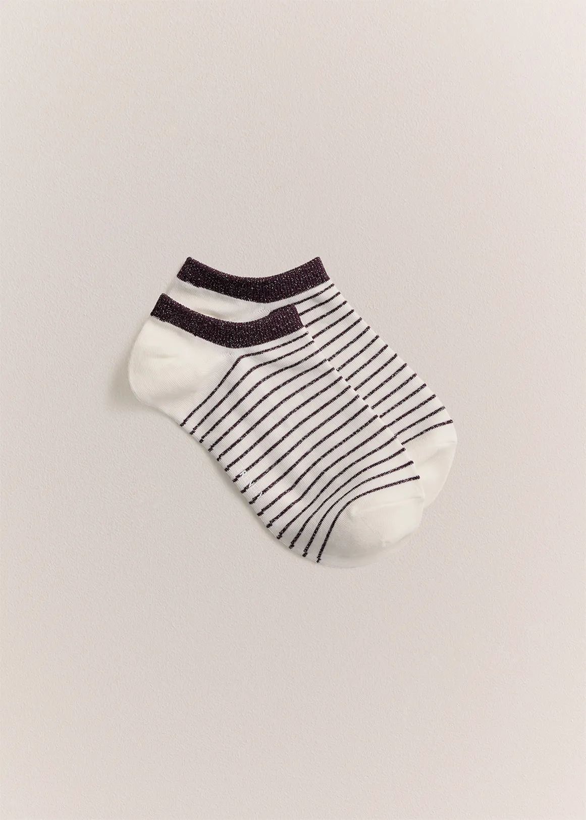 Metallic Stripe Low Cut Sock - DARK PLUM