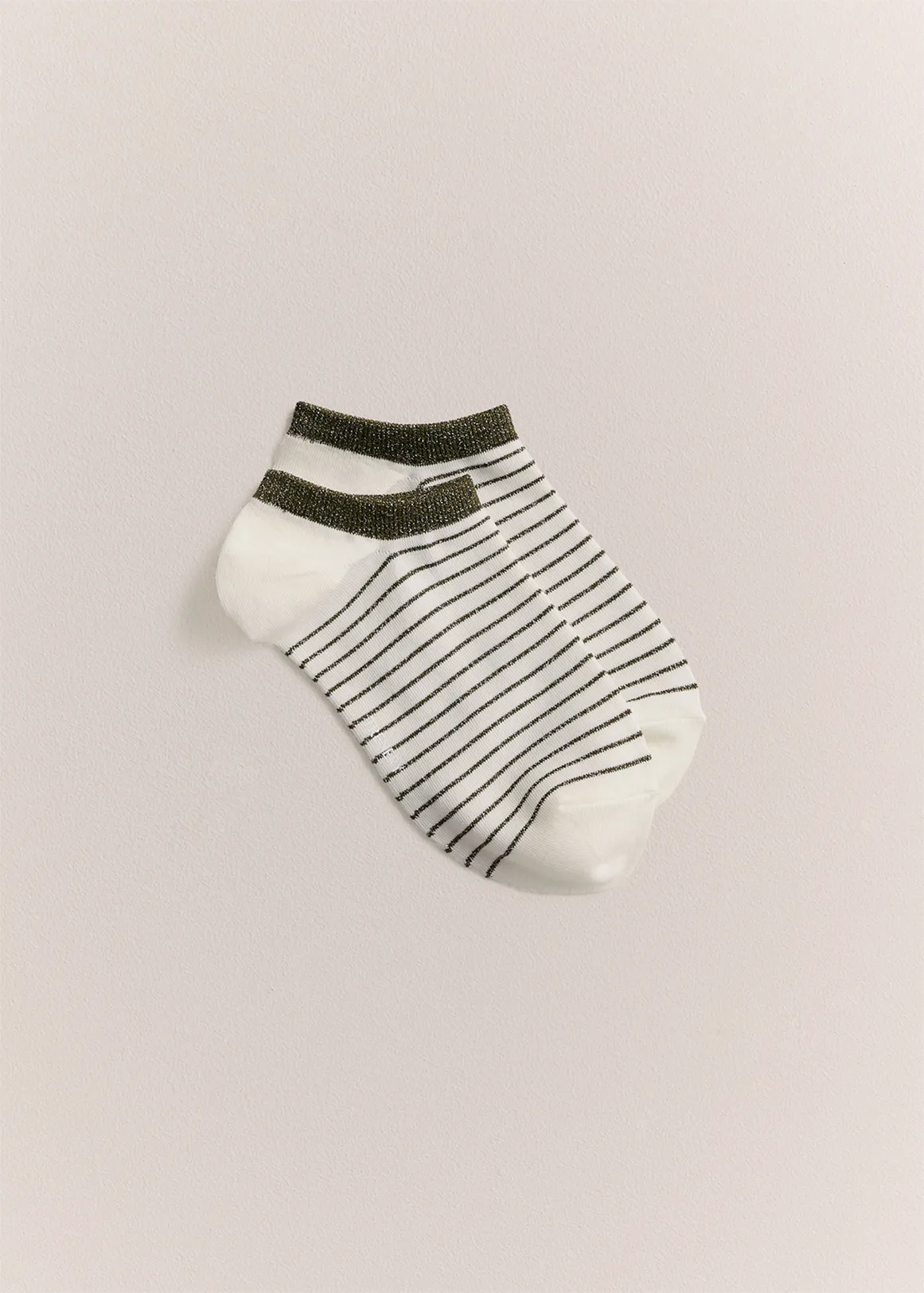 Metallic Stripe Low Cut Sock - KHAKI