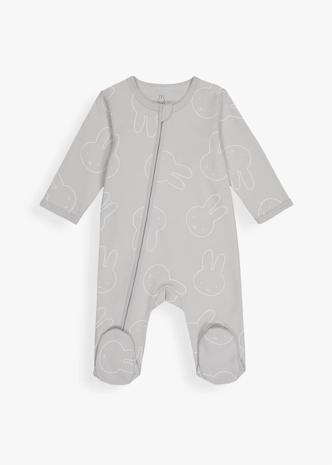Miffy Print Organic Cotton Zip Sleepsuit - X GREY