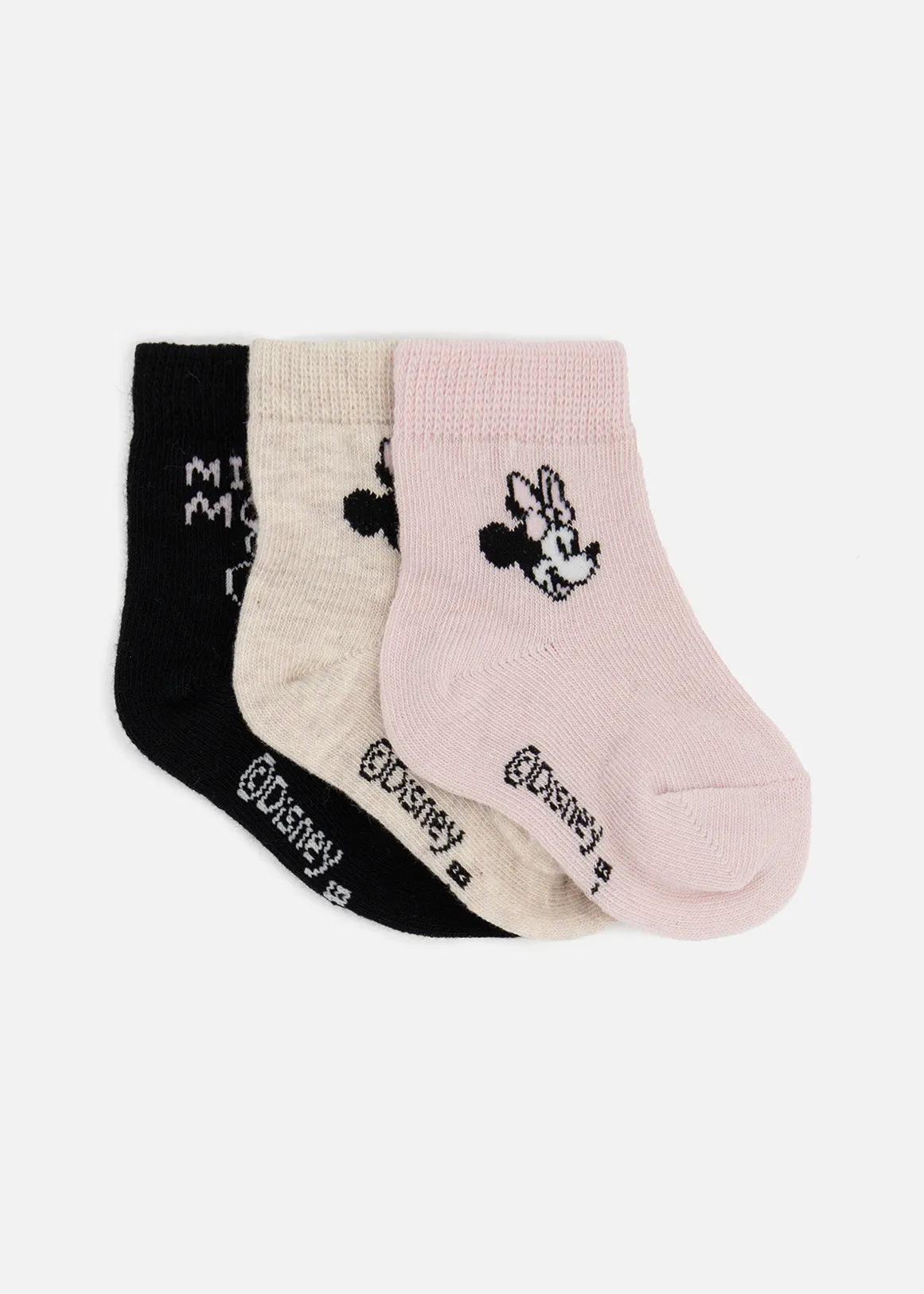 Minnie Mouse Cotton Rich Socks 3 Pack - X PINK