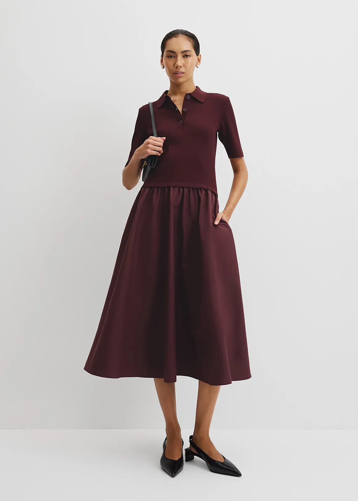 Mix Media Knit Dress - PLUM