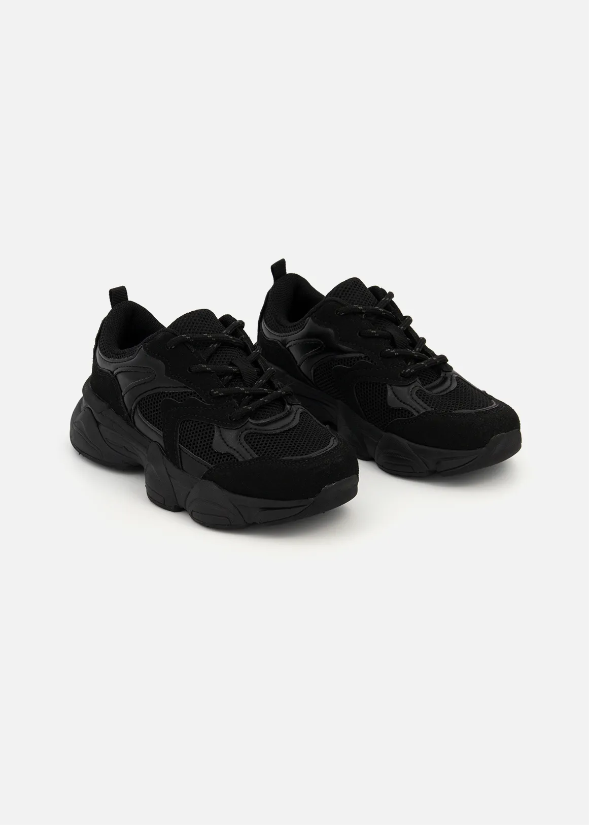 Mixed Mesh Trainers (Size 12-6) Older Boy - BLACK