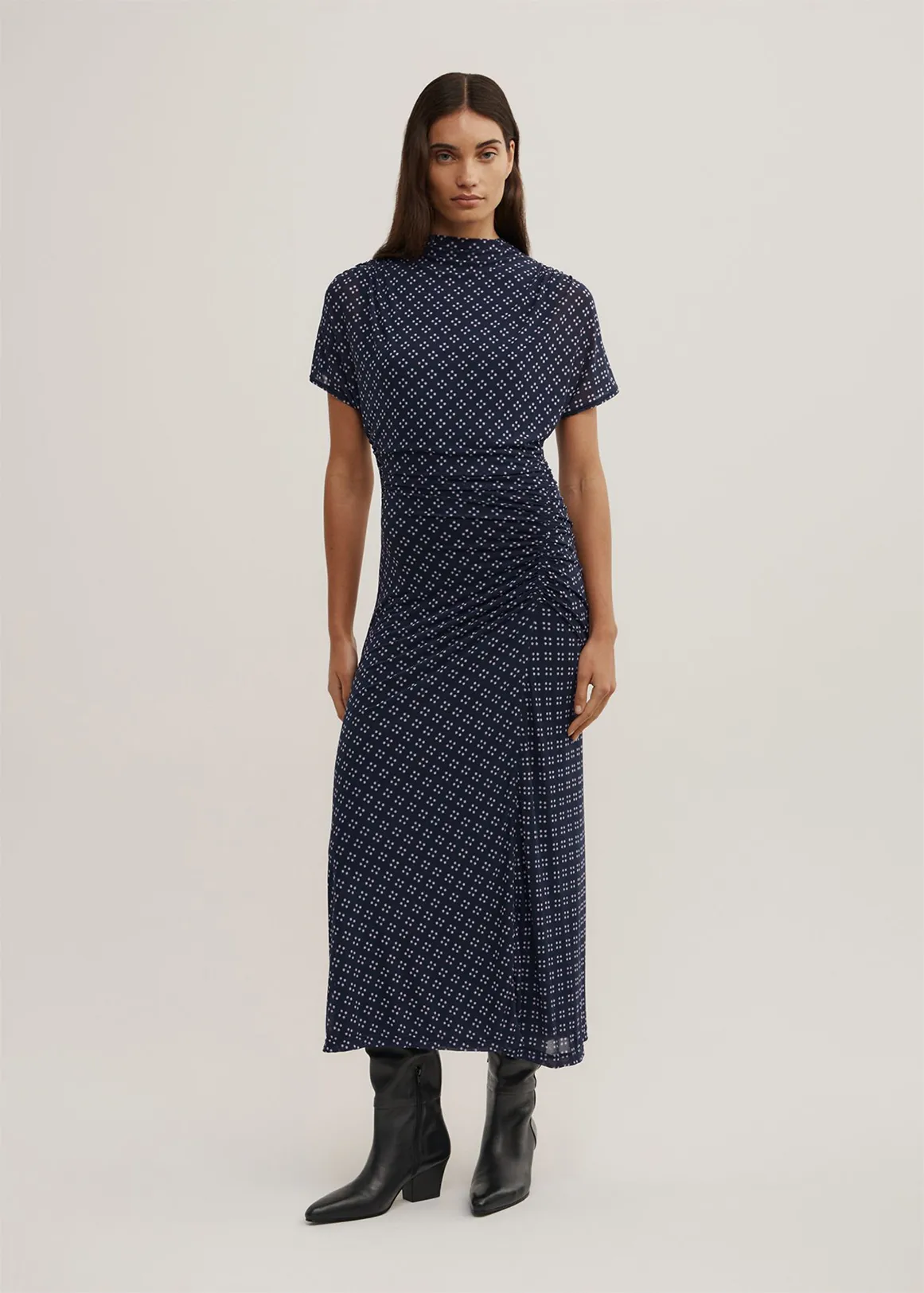 Mock Neck Mesh Dress - HALO GEO