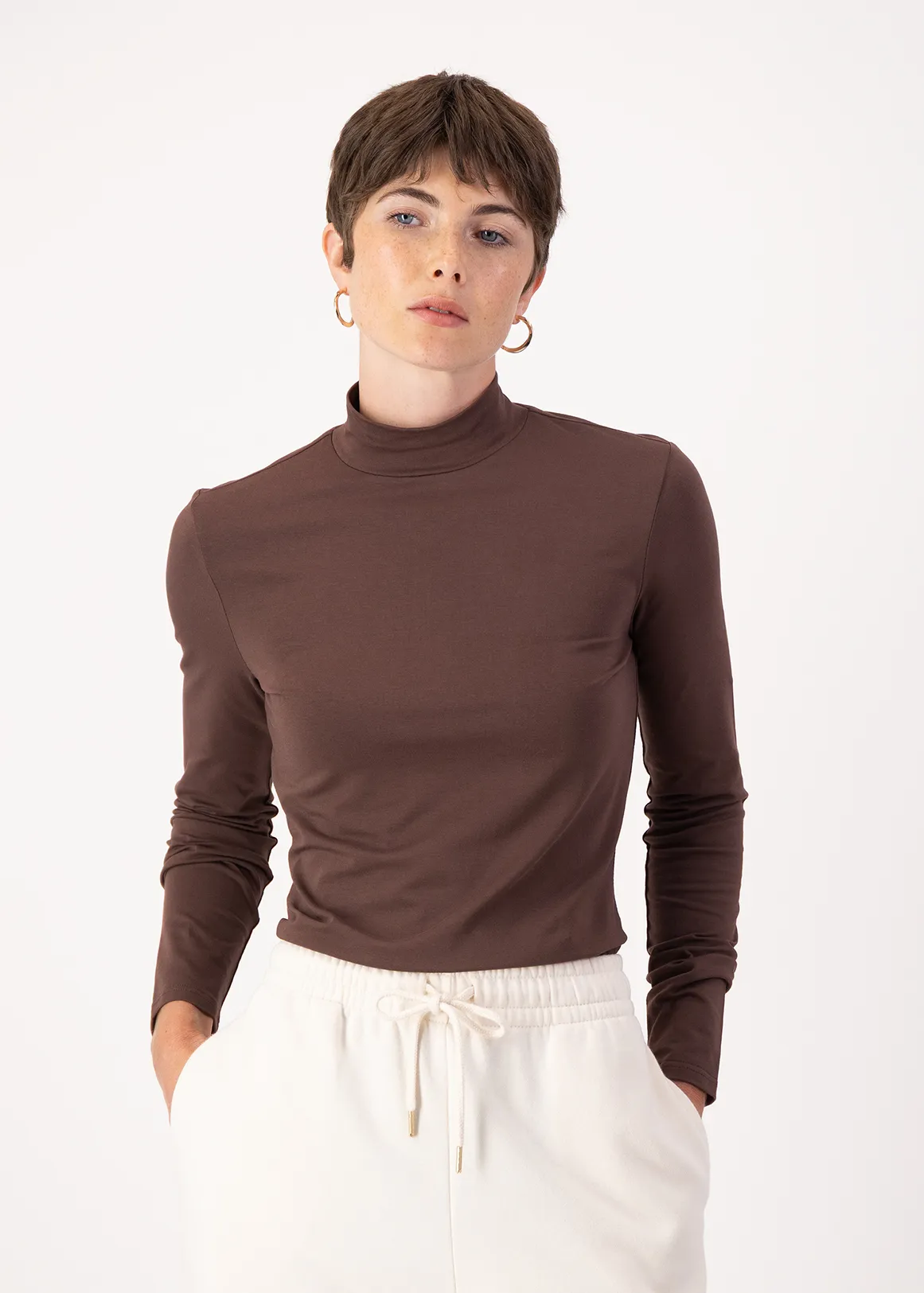 Modal Blend Turtleneck - CHOCOLATE