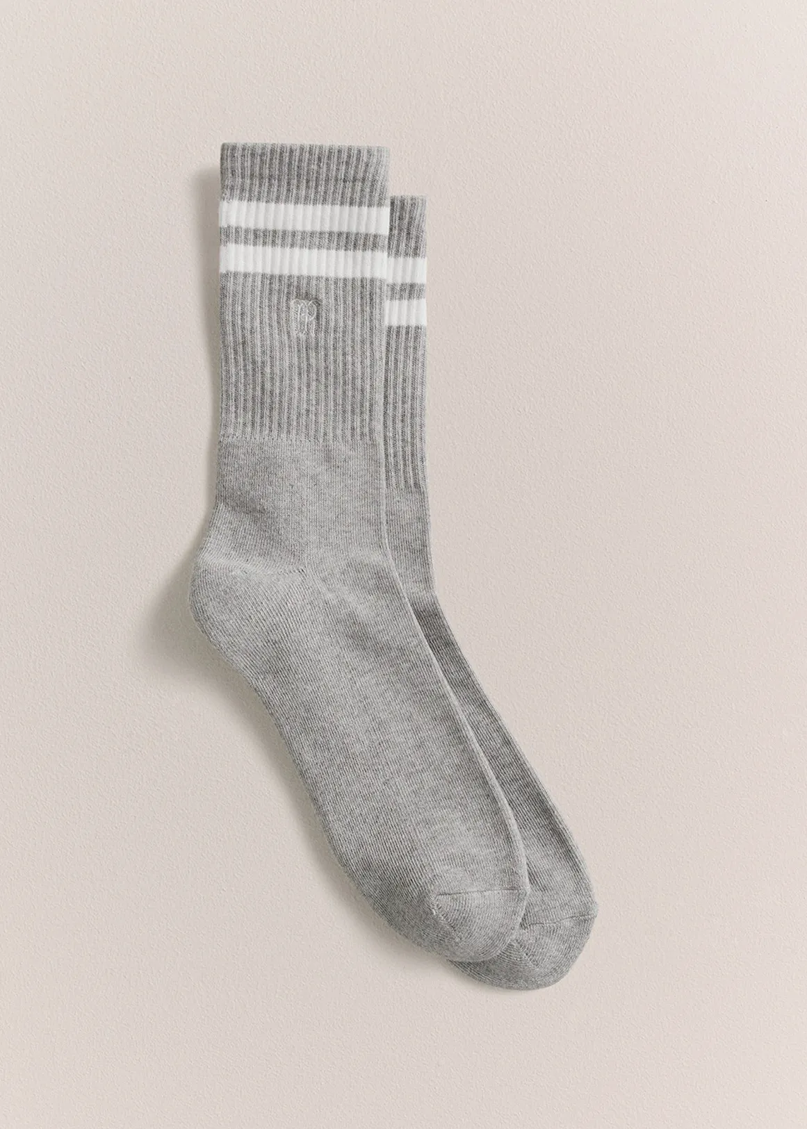 Monogram Rib Sport Sock - GREY MARLE