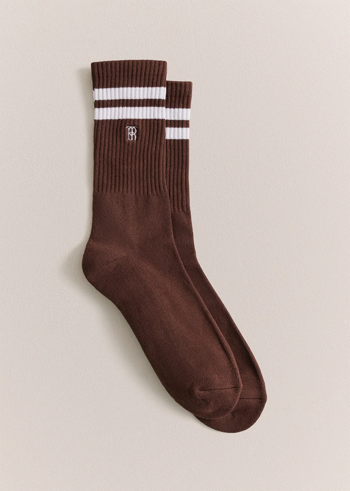 Monogram Rib Sport Sock - RICH BROWN