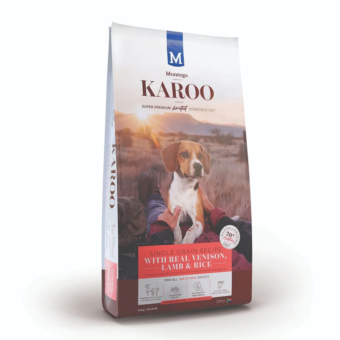 Montego Karoo Single Grain Venison, Lamb and Rice Adult Dog Food 15 kg