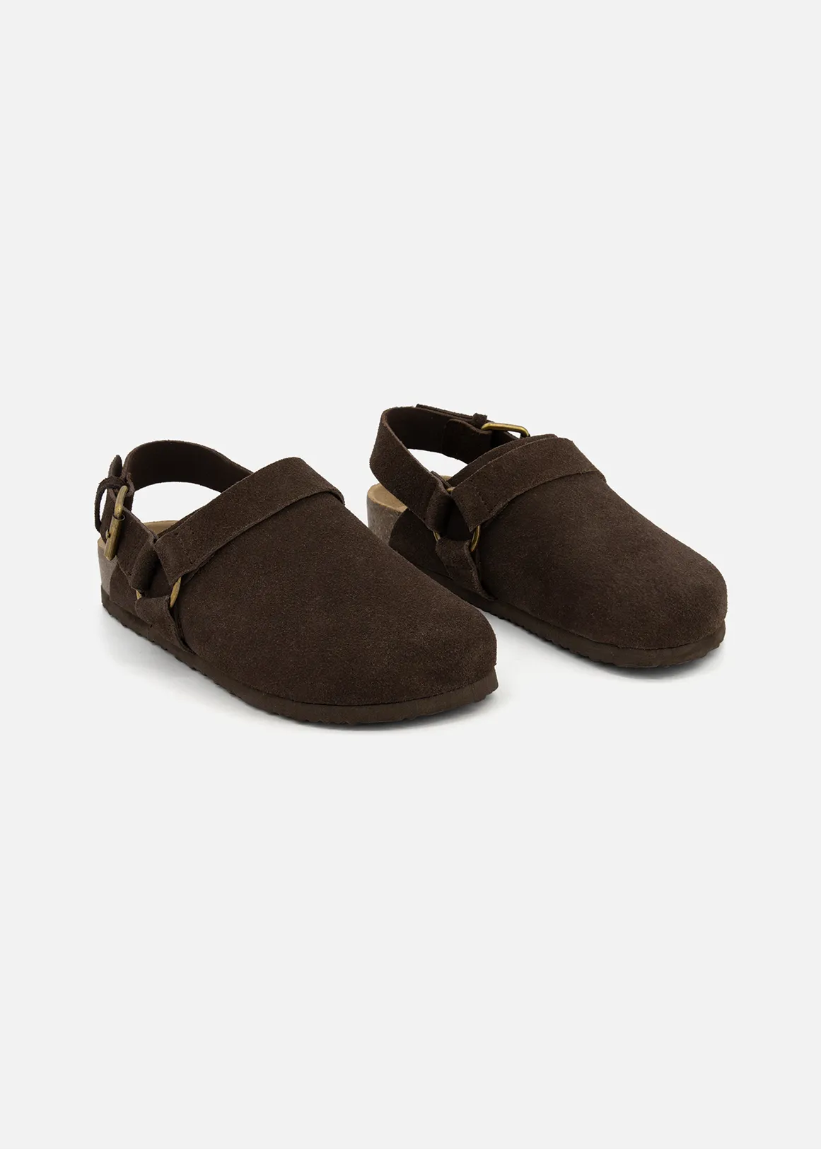 Moulded Slingback Suede Mules - CHOCOLATE