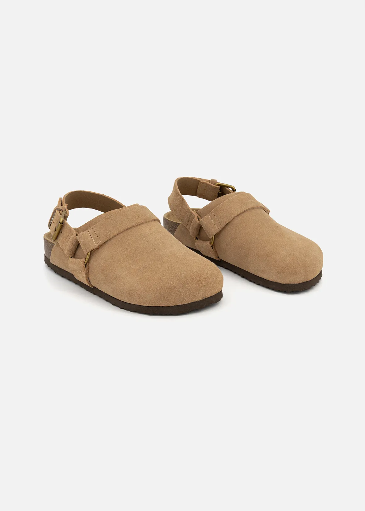Moulded Slingback Suede Mules - NATURAL