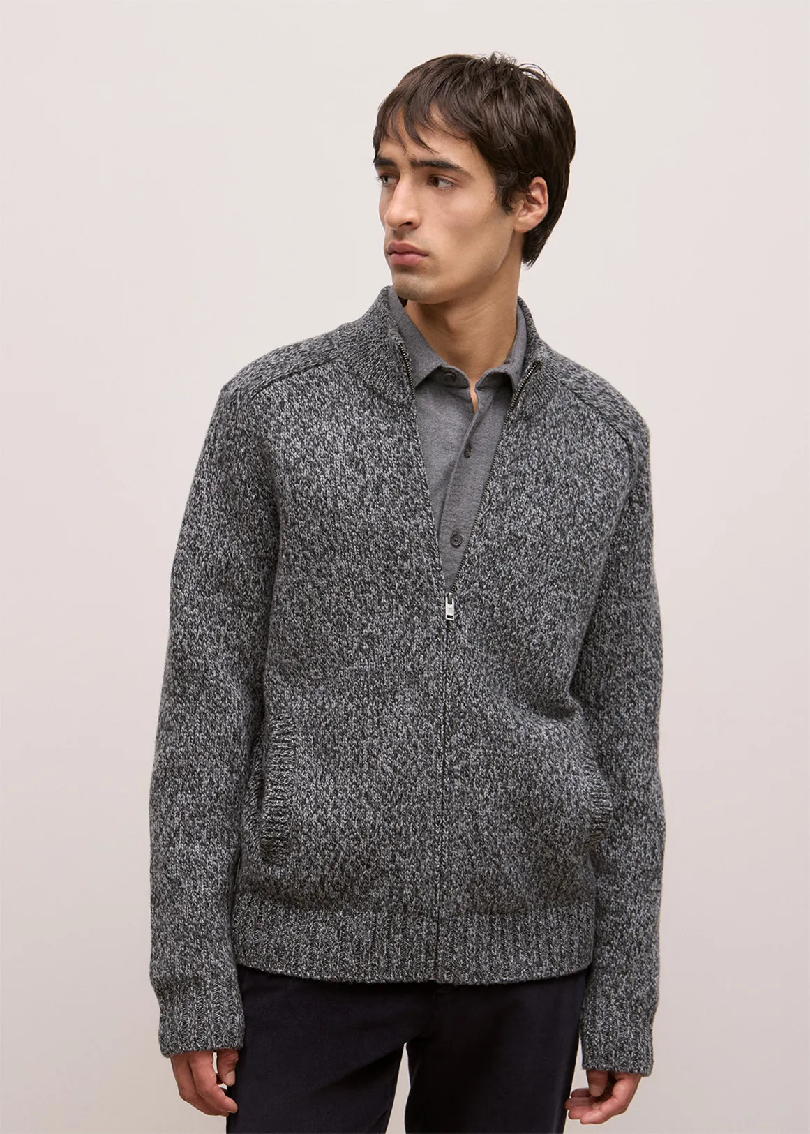 Mouline Zip Through - CHARCOAL MELANG