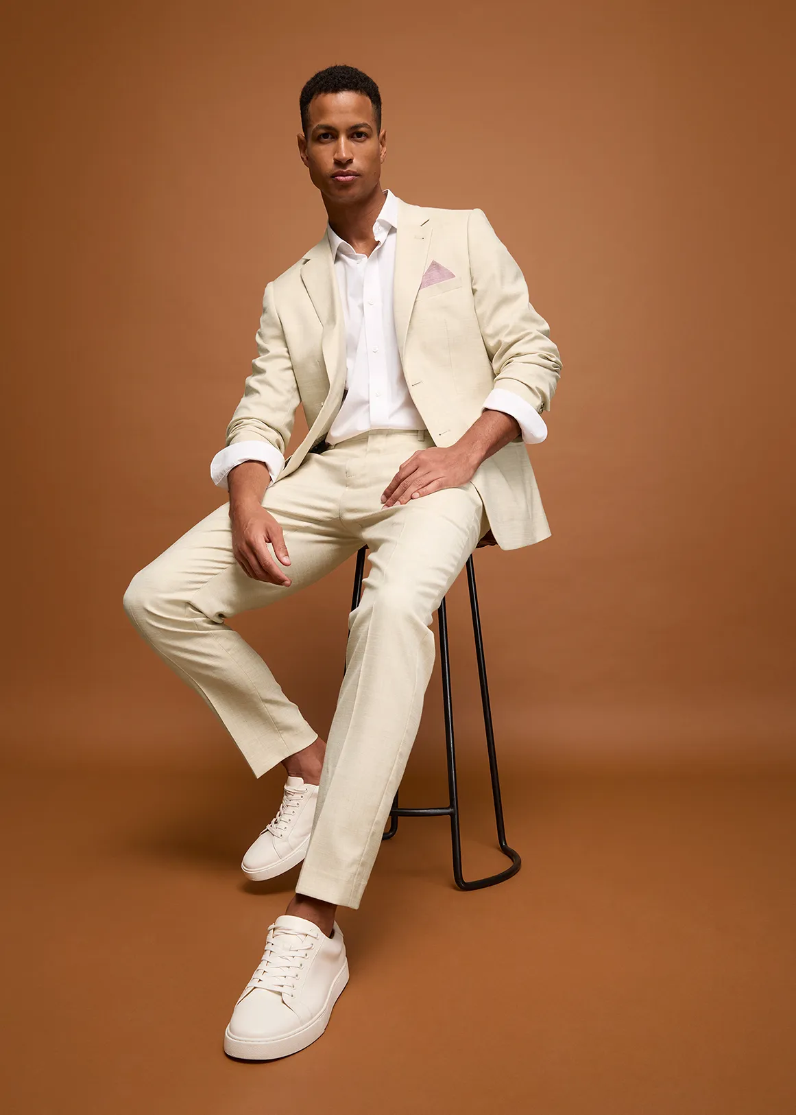 Natural Slim Fit Viscose Blend Suit Trousers
