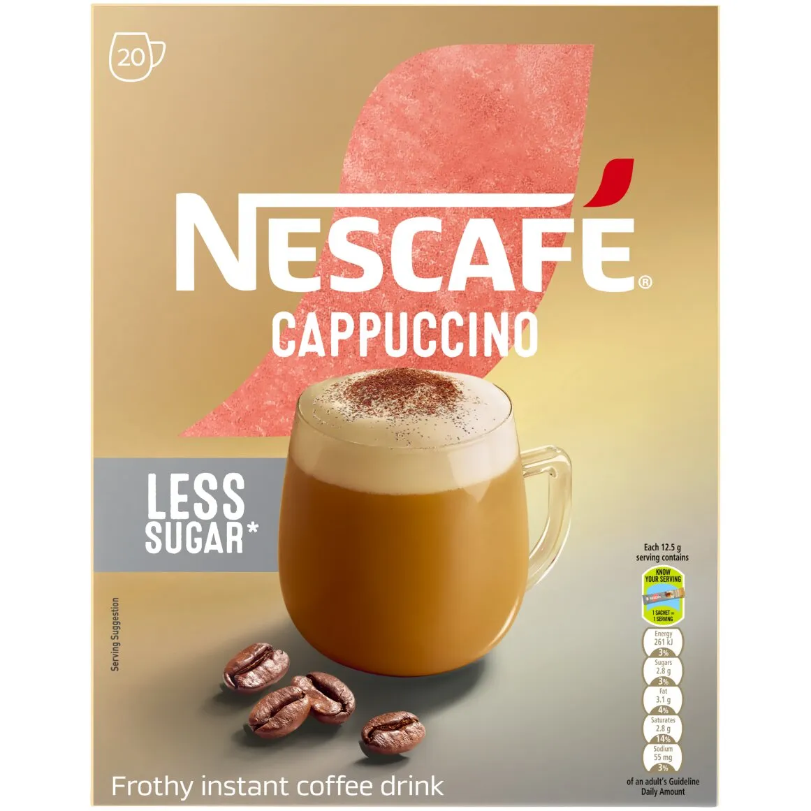 Nescafé Reduced Sugar Cappuccino Sticks 20 x 12.5 g