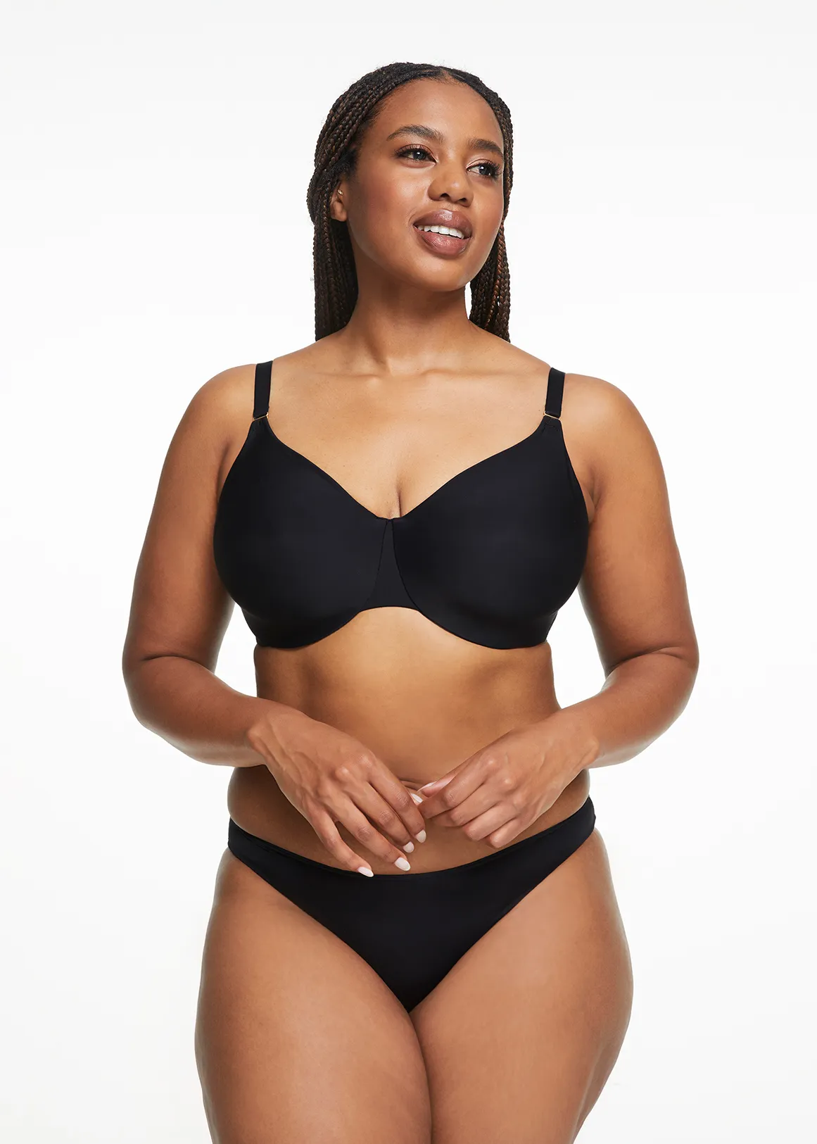 Non Padded Underwire DD+ Full Cup Minimiser Bra - New Neutrals - BLACK