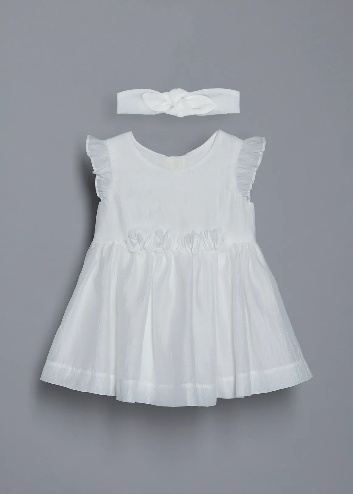 Occasion Dress & Headband Set - WHITE