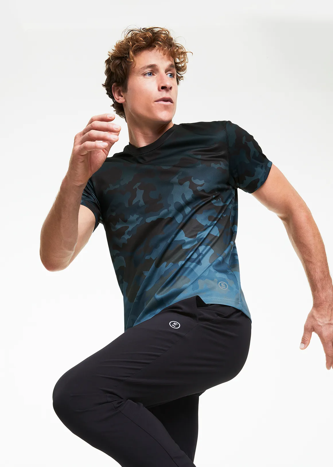 Ombre Camo Slim Fit Active T-shirt - X NAVY