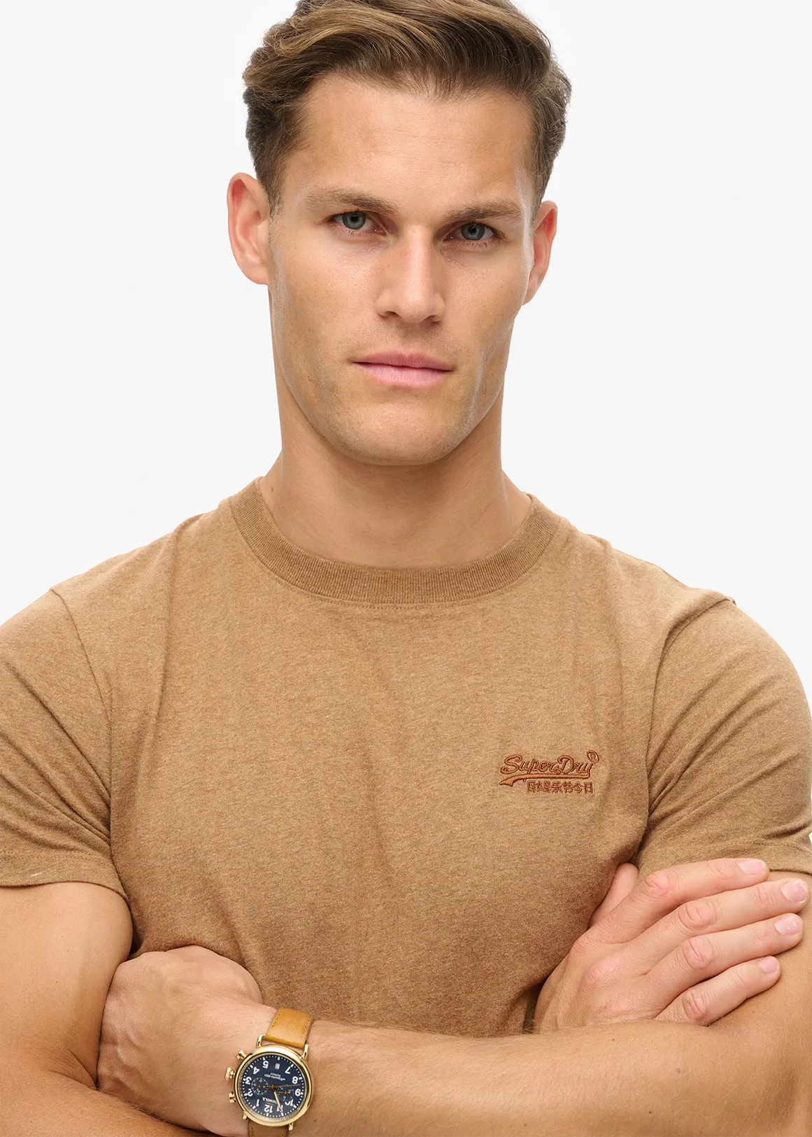 Organic Cotton Essential Logo T-Shirt - BROWN MELANGE