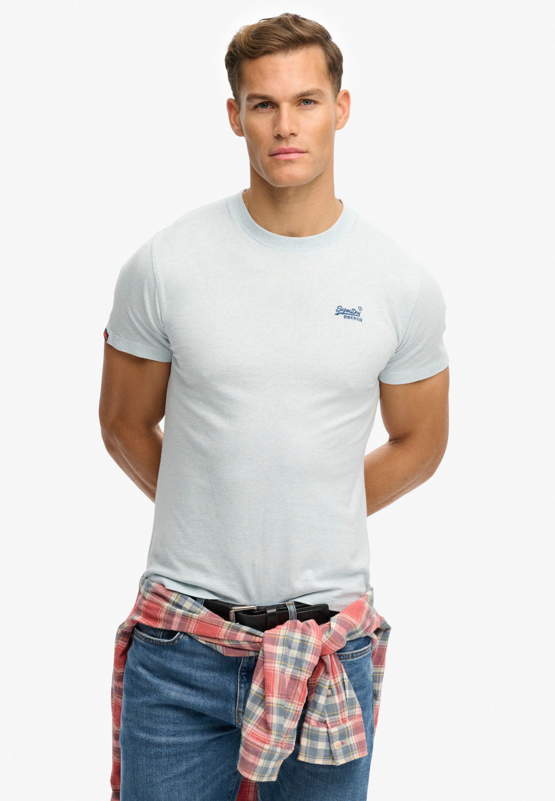 Organic Cotton Essential Logo T-shirt - BLUE MELANGE