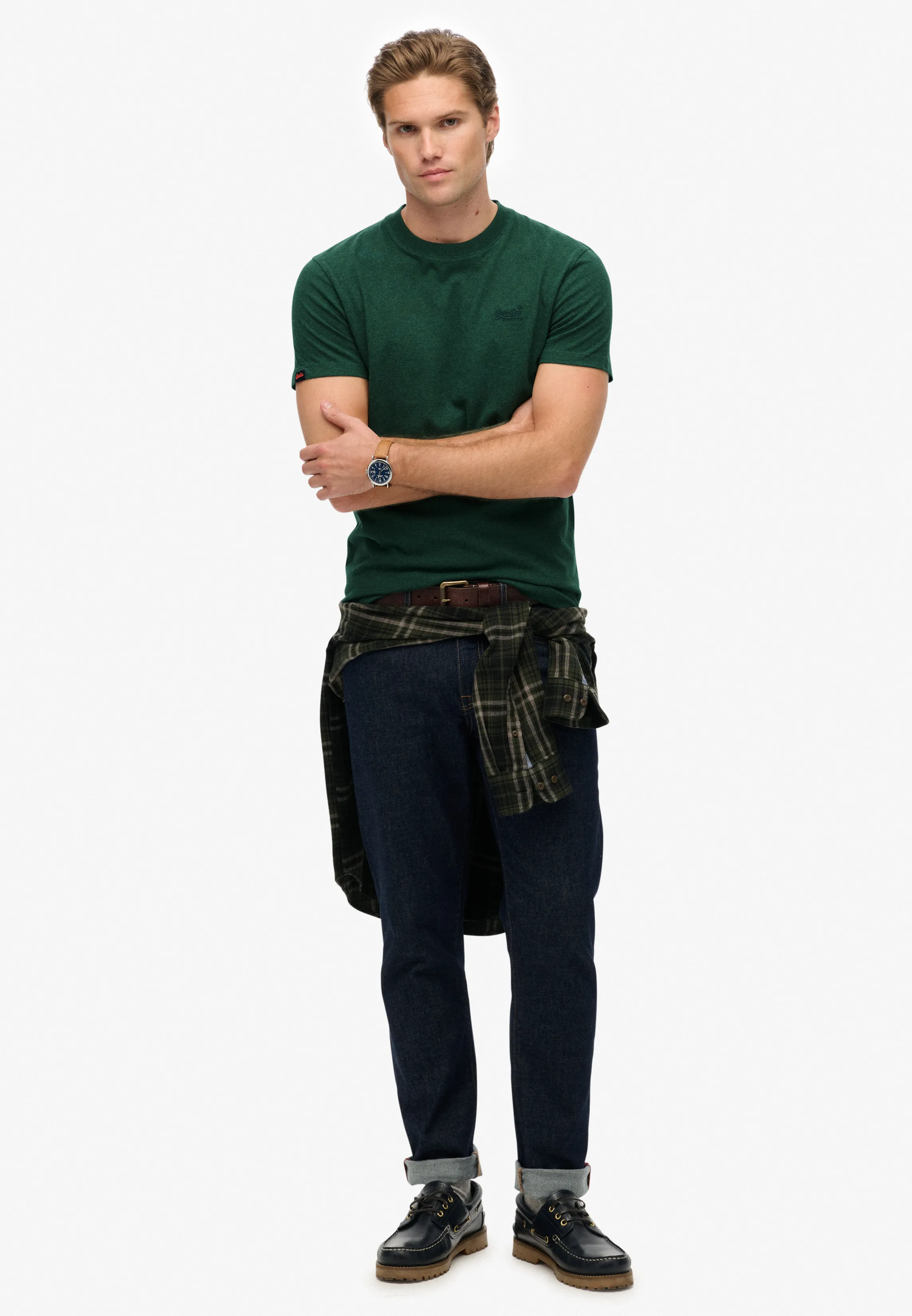 Organic Cotton Essential Logo T-shirt - GREEN MELANGE
