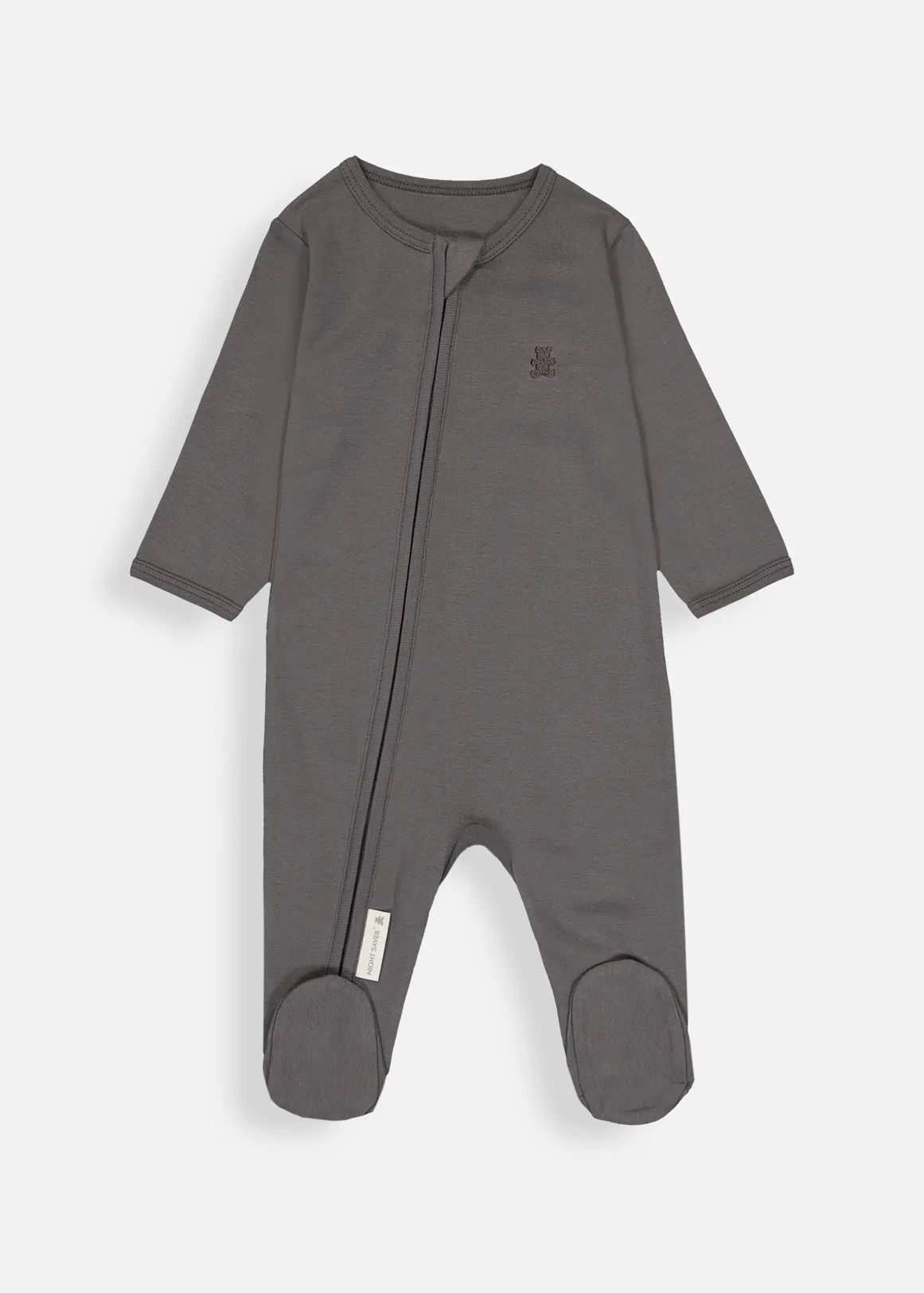 Organic Cotton Zip Sleepsuit - CHARCOAL