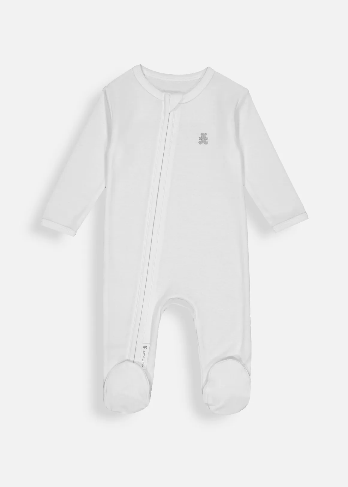 Organic Cotton Zip Sleepsuit - WHITE